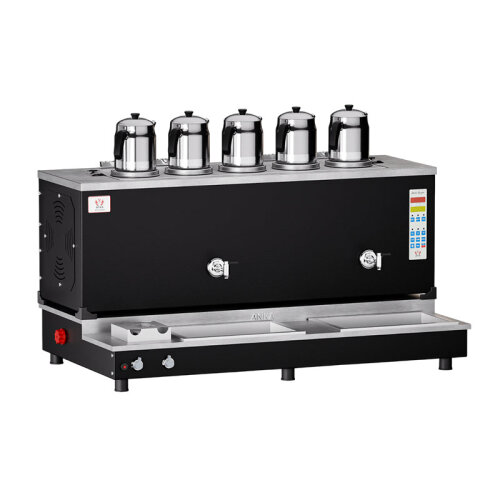 Anka Pro Plus Otomatik 5 Demlikli Çay Kazanı, 50 L, Elektrikli+Gazlı, Siyah - 1