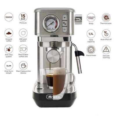 Ariete 1381/10 Кофемашина Moderna Slim Espresso, хром - Ariete