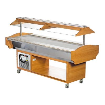 Arisco Soğutmalı Saladbar, Düz Yüzeyli, 215x90x87 cm, Elektrikli, Ceviz - 1