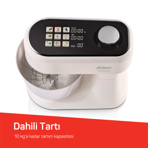 Arzum AR1190-3300 Gastroart Mutfak Şefi Stand Mikser, 5 L, Krem - 9