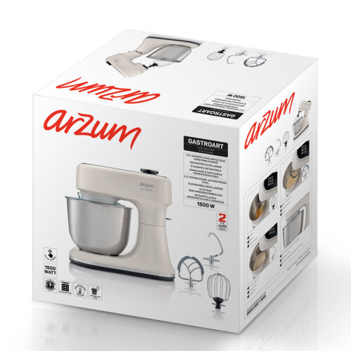 Arzum AR1190-3300 Gastroart Mutfak Şefi Stand Mikser, 5 L, Krem - 11