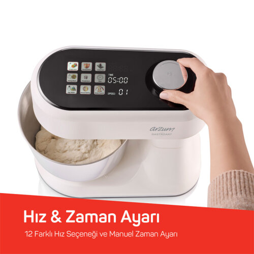 Arzum AR1190-3300 Gastroart Mutfak Şefi Stand Mikser, 5 L, Krem - 7