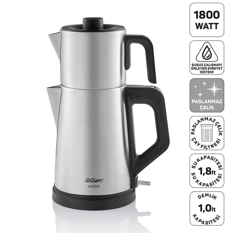 Arzum AR3129 صانعة شاي، إينوكس - Arzum