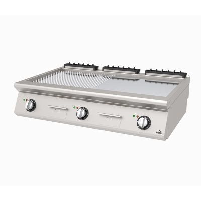 Atalay AEI-1273-ND-CR 730 Seri Set Üstü Nervürlü+Düz Izgara, 120x73x30 cm, Krom, Elektrikli - 1