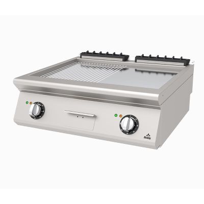 Atalay AEI-873-ND-CR 730 Seri Set Üstü Nervürlü+Düz Izgara, 80x73x30 cm, Krom, Elektrikli - 1