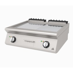Atalay AEI-873-ND-CR 730 Series Set Top Ribbed + Flat Grill, 80x73x30 cm, Chrome, Electric - Atalay