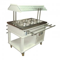 Atalay ASBM-03 Medium Type Bain Marie, GN 1/1x3 Capacity, Electric, Wood Coated - Atalay