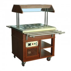 Atalay ASSB-02 Wood Veneered Medium Type Saladbar, GN 1/1x2 Capacity, Electric - Atalay