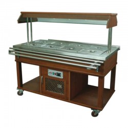 Atalay ASSB-04 Wood Veneered Medium Type Saladbar, GN 1/1x4 Capacity, Electric - Atalay