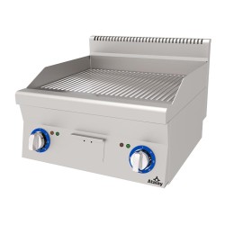 Atalay EAEI-660NCR 600 Series Ribbed Plate Grill, 60x60 cm, Chrome Surface, Electric - Atalay