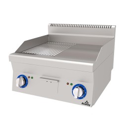 Atalay EAEI-660NDCR 600 Series Flat + Ribbed Plate Grill, 60x60 cm, Chrome Surface, Electric - Atalay