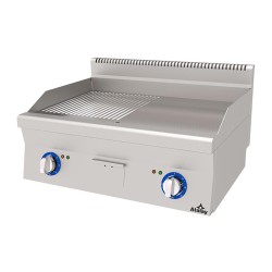 Atalay EAEI-860NDCR 600 Series Flat + Ribbed Plate Grill, 80x60 cm, Chrome Surface, Electric - Atalay
