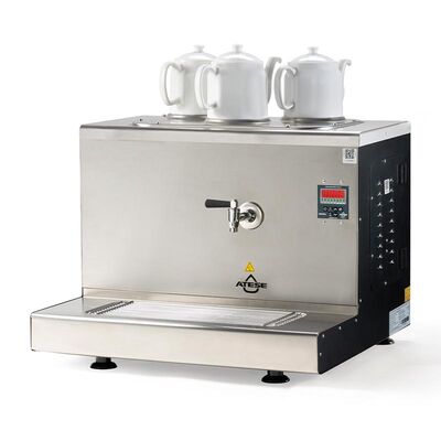 Ateşe Cappadocia Dijital 3 Demlikli Çay Kazanı, 30 L, Gaz+Elektrikli, Inox - 1