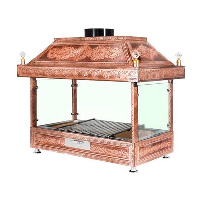 Ateşe شواية فحم مفتوحة، 100x55x125 سم، مطلية بالنحاس - Ateşe