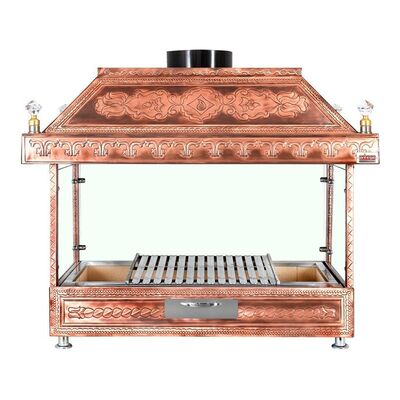 شواية فحم مفتوحة على الفحم Ateşe، 120x55x125 سم، مطلية بالنحاس - Ateşe