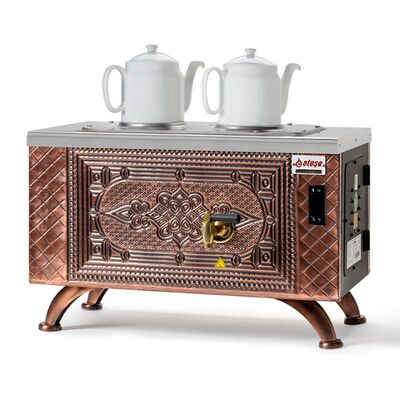 Ateşe Efes Dijital 2 Demlikli Çay Kazanı, Elektrikli, Retro - 1