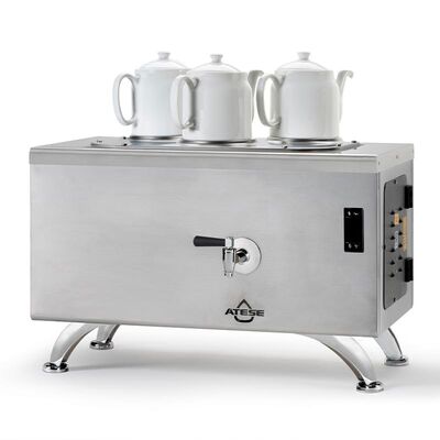 Ateşe Efes Dijital 3 Demlikli Çay Kazanı, Elektrikli, Inox - 1