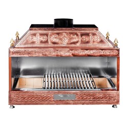 Ateşe Крытый гриль с вытяжкой для угля, 150x55x125 см, медное покрытие - 1