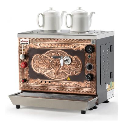 Ateşe Sümela Analog 2 Demlikli Çay Kazanı, Gaz+Elektrikli, Bakır - Ateşe