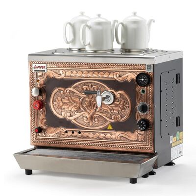 Ateşe Sümela Analog 3 Demlikli Çay Kazanı, Gaz+Elektrikli, Bakır - Ateşe
