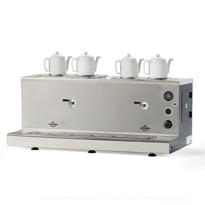 Ateşe Sümela Analog 4 Demlikli Çay Kazanı, Gaz+Elektrikli, Inox - Ateşe