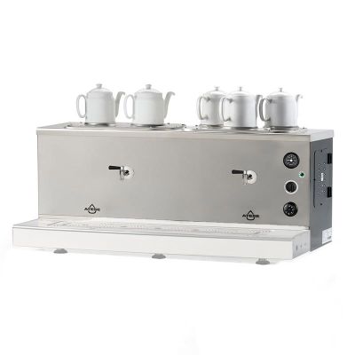 Ateşe Sümela Analog 5 Demlikli Çay Kazanı, Gaz+Elektrikli, Inox - 1