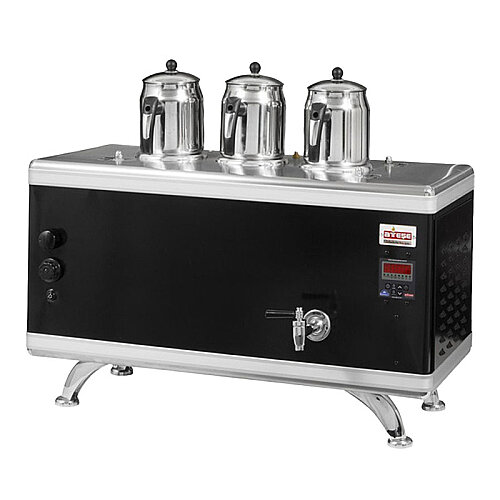 Ateşe Titanium Compact Akıllı Dijital Çay Kazanı, 3 Demlikli, Gazlı & Elektrikli, Statik Siyah Boyalı - Ateşe