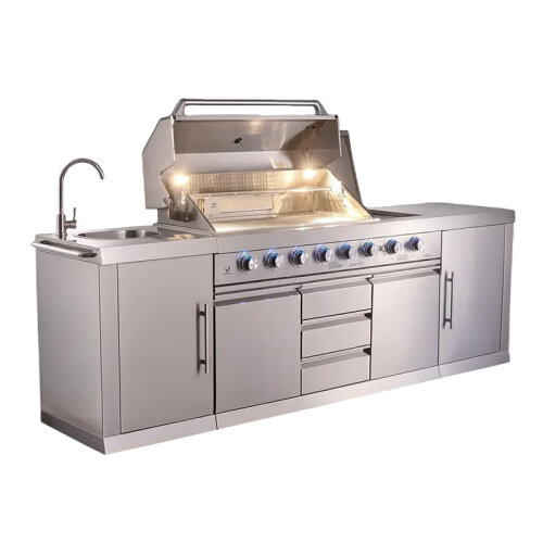 Berfmann BDGG-275S Apex 6+2 Gazlı Barbekülü Outdoor Mutfak Kızılötesi Yan Ocak - Berfmann