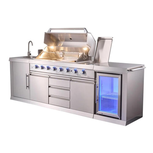 Berfmann BRGG-275S Apex 6+2 Gazlı Barbekülü ve Buzdolaplı Outdoor Mutfak, Kızılötesi Yan Ocak - 3