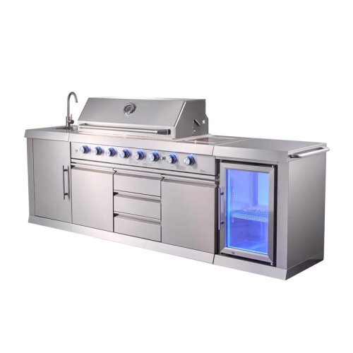 Berfmann BRGG-275S Apex 6+2 Gazlı Barbekülü ve Buzdolaplı Outdoor Mutfak, Kızılötesi Yan Ocak - 4