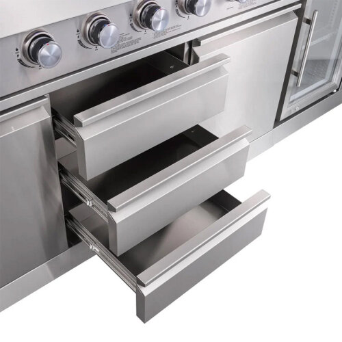 Berfmann BRGG-275S Apex 6+2 Gazlı Barbekülü ve Buzdolaplı Outdoor Mutfak, Kızılötesi Yan Ocak - 8