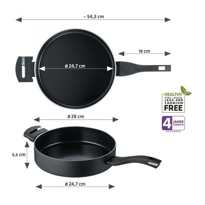 Berndes B.Green Induction Deep Pan with Glass Lid, Handle, 28 cm - Berndes