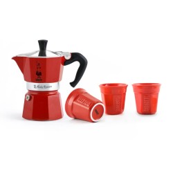 Bialetti Express Moka Pot, 3 Cup + 3 Fincan, Kırmızı - Thumbnail
