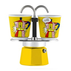 Bialetti Liechtenstein Mini Express Moka Pot, 2 Cup + 2 Espresso Fincanı, Sarı - Thumbnail