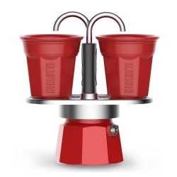 Bialetti إبريق ميني إكسبريس ميني موكا إكسبرس، 2 كوب + 2 كوب إسبريسو، أحمر - 1