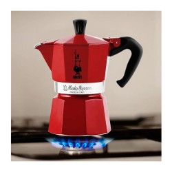 Bialetti إبريق ميني إكسبريس ميني موكا إكسبرس، 2 كوب + 2 كوب إسبريسو، أحمر - 4