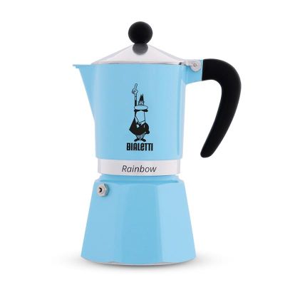 Bialetti Rainbow Moka Pot, 3 Cup, Mavi - 1