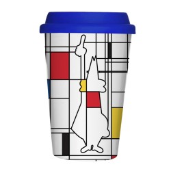 Bialetti Mondrian Take Away Porcelain Mug with Lid - Bialetti