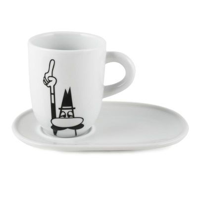 Bialetti Omino Con Piattino Tabaklı Porselen Mug, 320 ml - 1