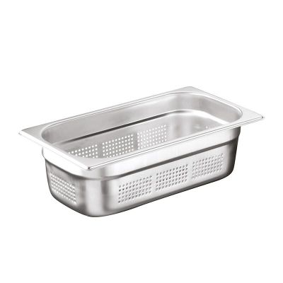 Bilge Inox GN 1/3-65 mm Paslanmaz Çelik Delikli Gastronorm Küvet - 1