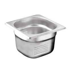 Bilge Inox GN 1/6-100 mm Stainless Steel Perforated Gastronorm Bathtub - Bilge Inox
