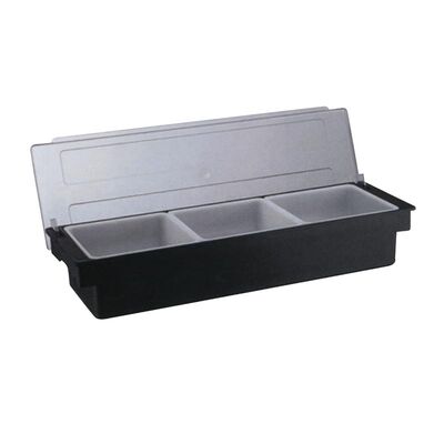 Biradlı H-10311 Kapaklı Polikarbon Bar Konteyner, 3'lü, 50x16x9 cm, Siyah - 1