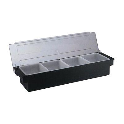 Biradlı H-10312 Kapaklı Polikarbon Bar Konteyner, 4'lü, 50x16x9 cm, Siyah - 1