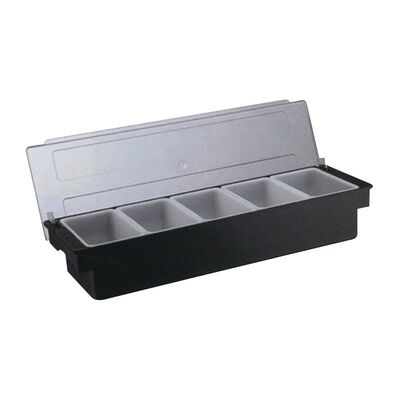 Biradlı H-10313 Kapaklı Polikarbon Bar Konteyner, 5'li, 50x16x9 cm, Siyah - 1