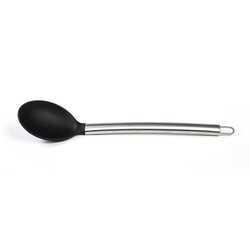 Biradlı BRD-0426 Silicone Spoon with Steel Handle, 35 cm, Black - Biradlı
