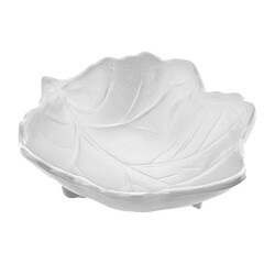 Biradlı BRD-104B Minimal Melamine Leaf Presentation Plate, 10x8x3 cm, White - Biradlı