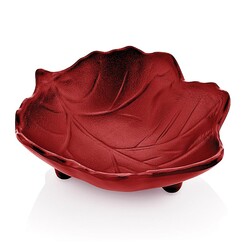 Biradlı BRD-104K Minimal Melamine Leaf Presentation Plate, 10x8x3 cm, Red - Biradlı