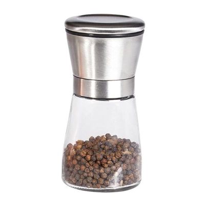 Biradlı BRD-235 Glass Salt and Pepper Grinder, Steel Head, 13 cm - Biradlı