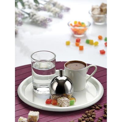 Biradlı BRD-406307 طقم تقديم القهوة التركية الدائرية، 19 سم - Biradlı