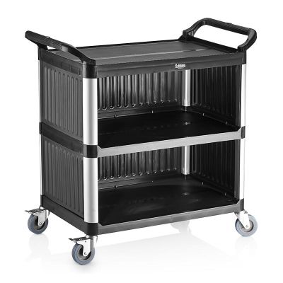 Biradlı BRD-53 Plastic Closed Service Trolley, 52x96x107 cm, Black - Biradlı